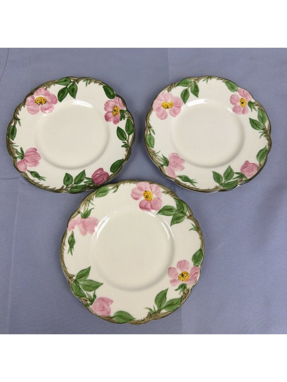 Franciscan Desert Rose (3) 6 3/8" Bread & Butter Plates USA Hand Painted